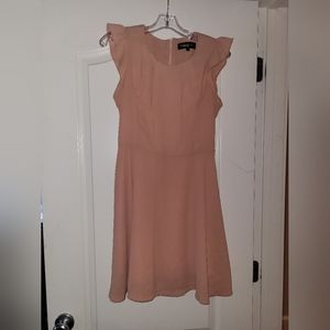 Women's Peach/Light Pink Dress with Ruffles on Shoulders